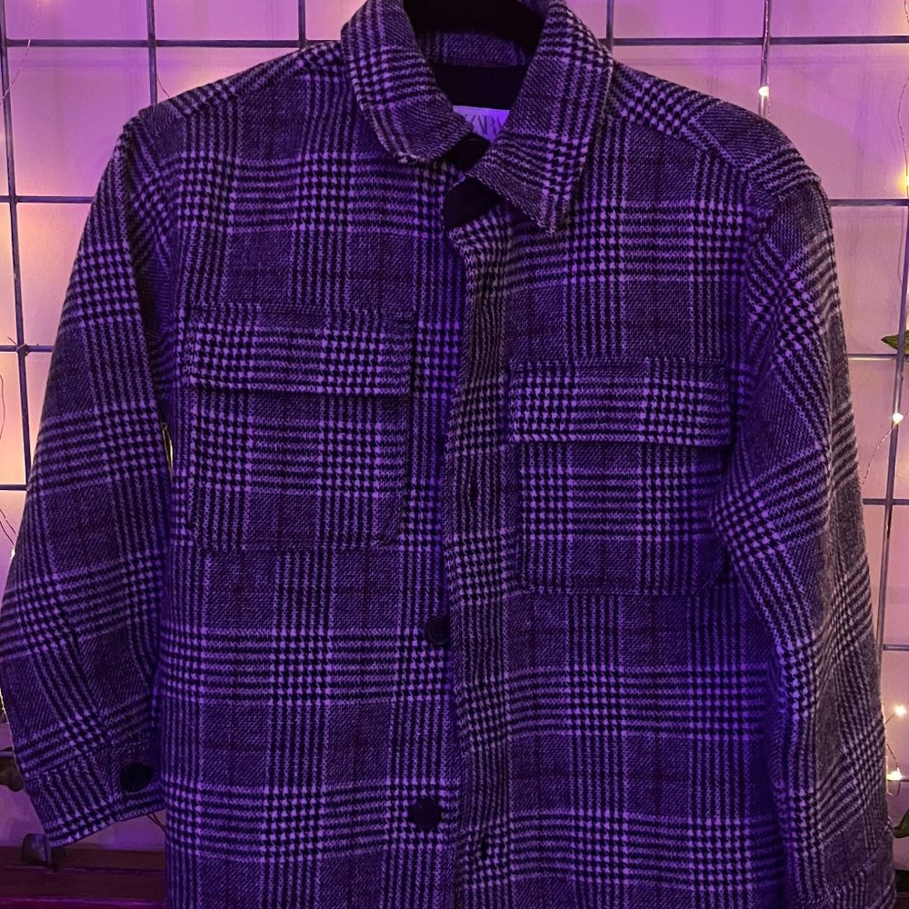 Zara Plaid grey peacoat